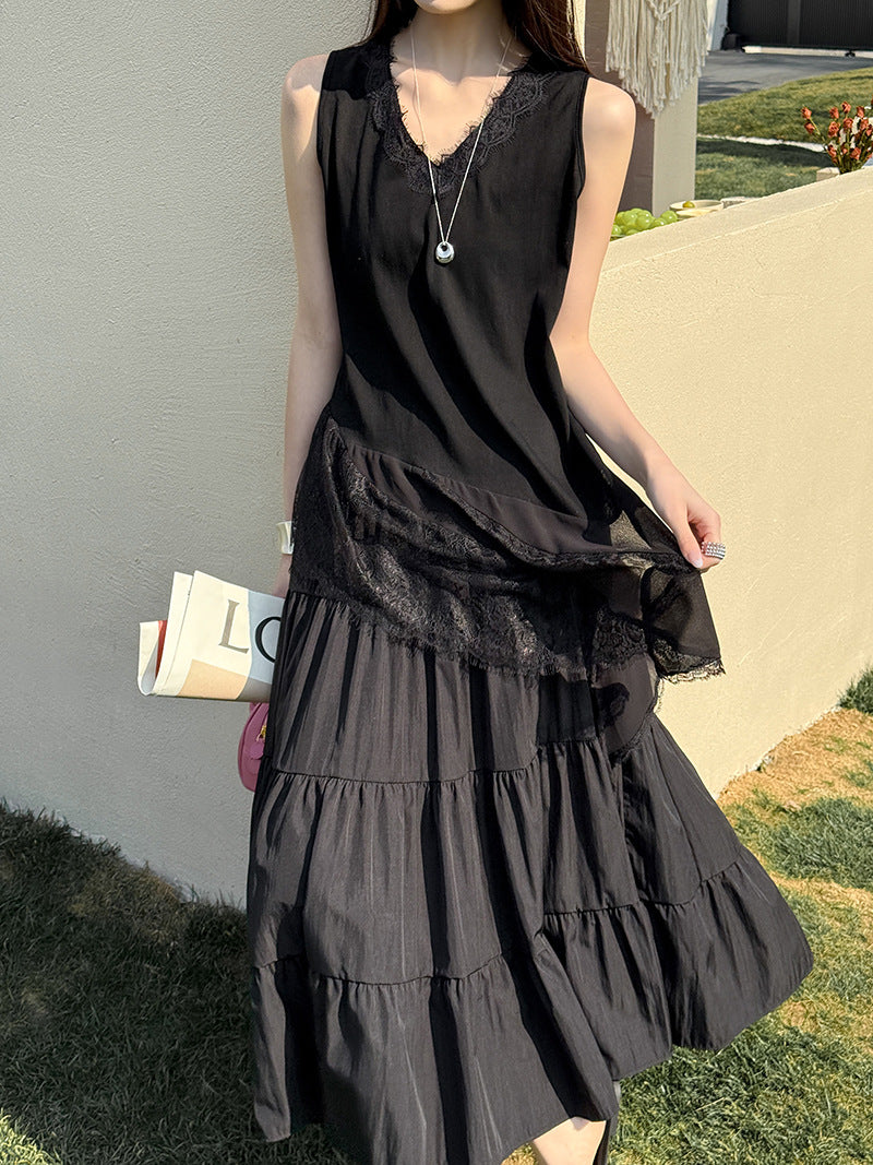 韓系優雅白月光網紗拼接透視針織打底衫-2色