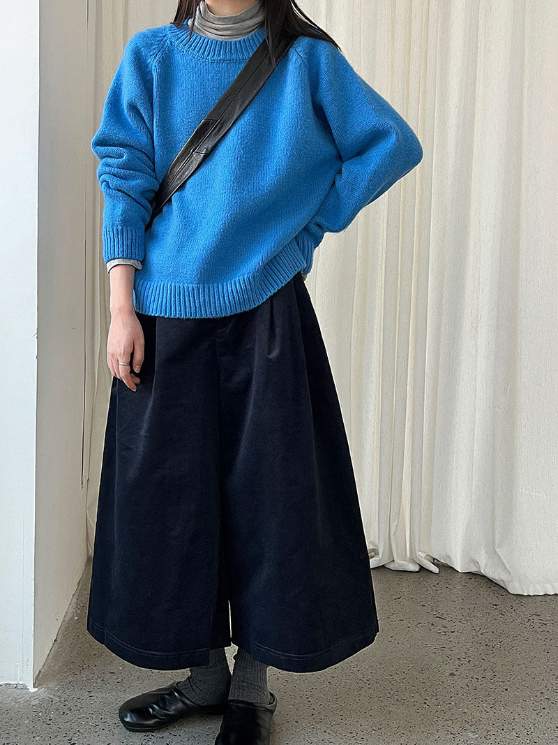 簡約慵懶燈芯絨高腰復古闊腿褲-2色