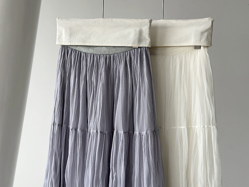 韓版氛圍感大裙襬純色寬鬆半身裙-2色
