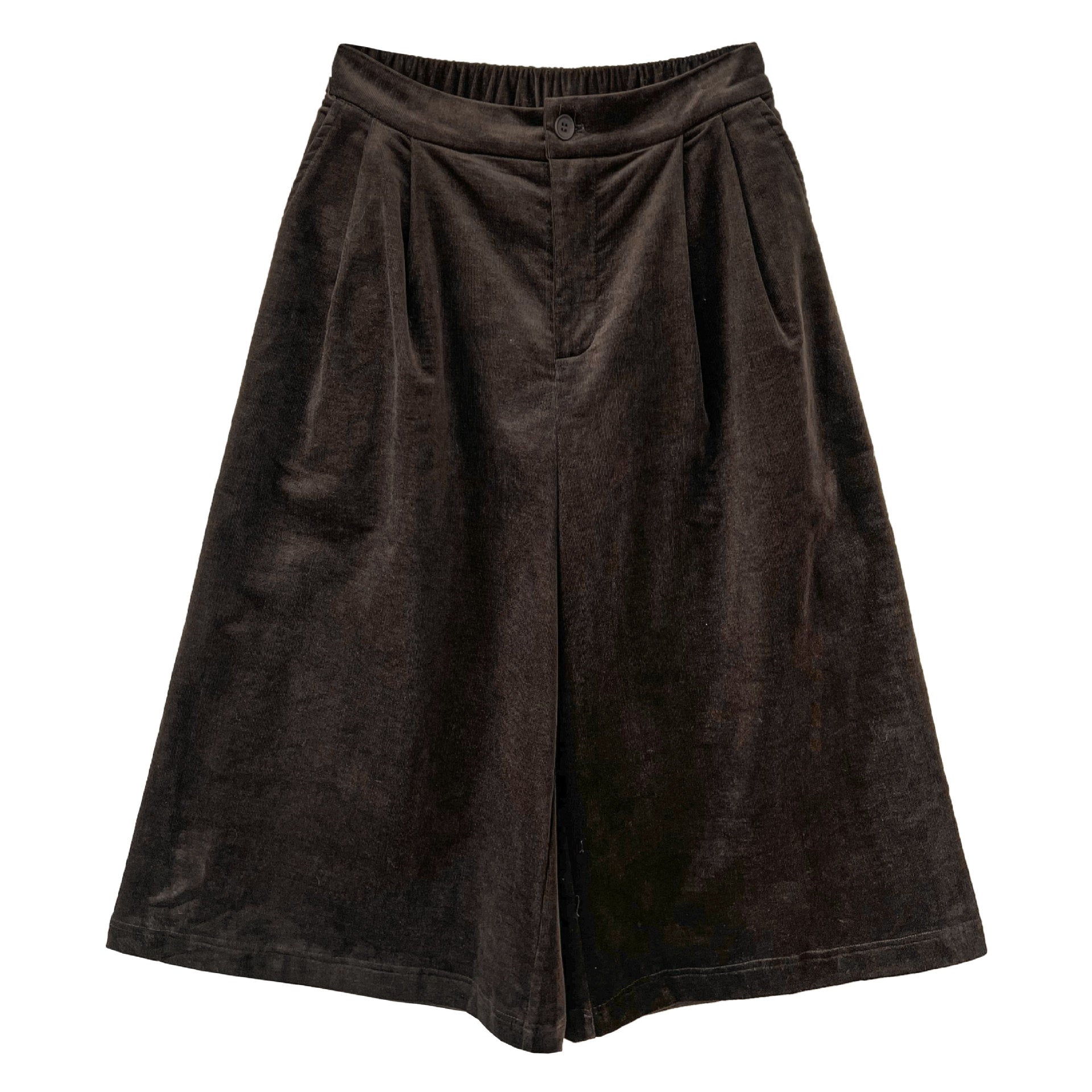 簡約慵懶燈芯絨高腰復古闊腿褲-2色