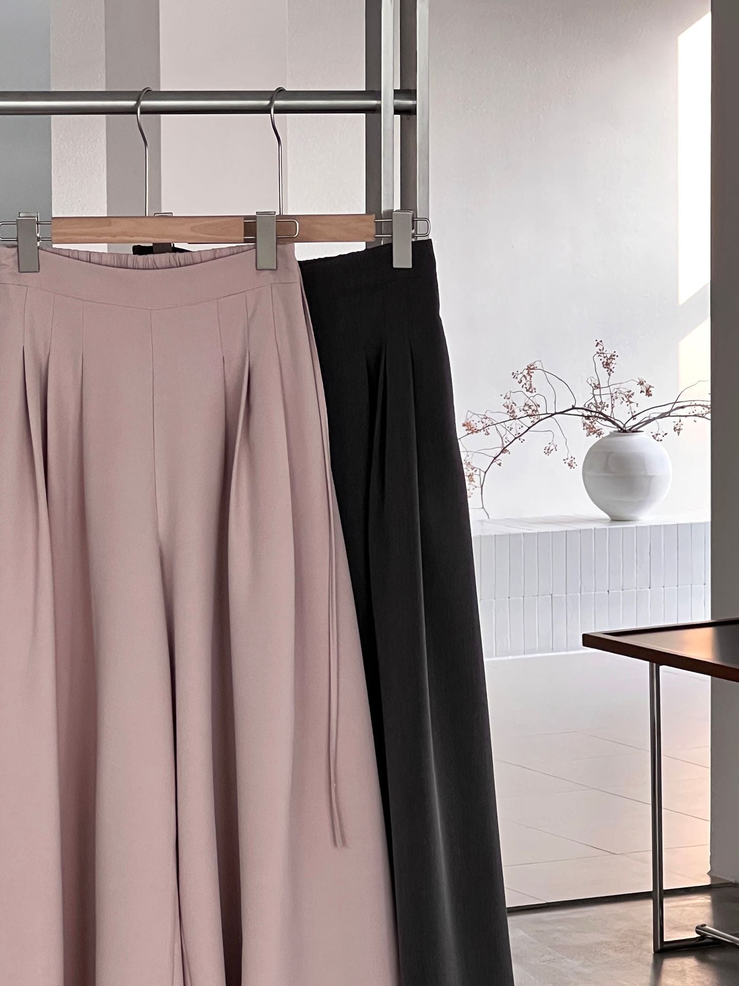 韓系氣質垂感顯瘦高腰西裝闊腿褲-2色