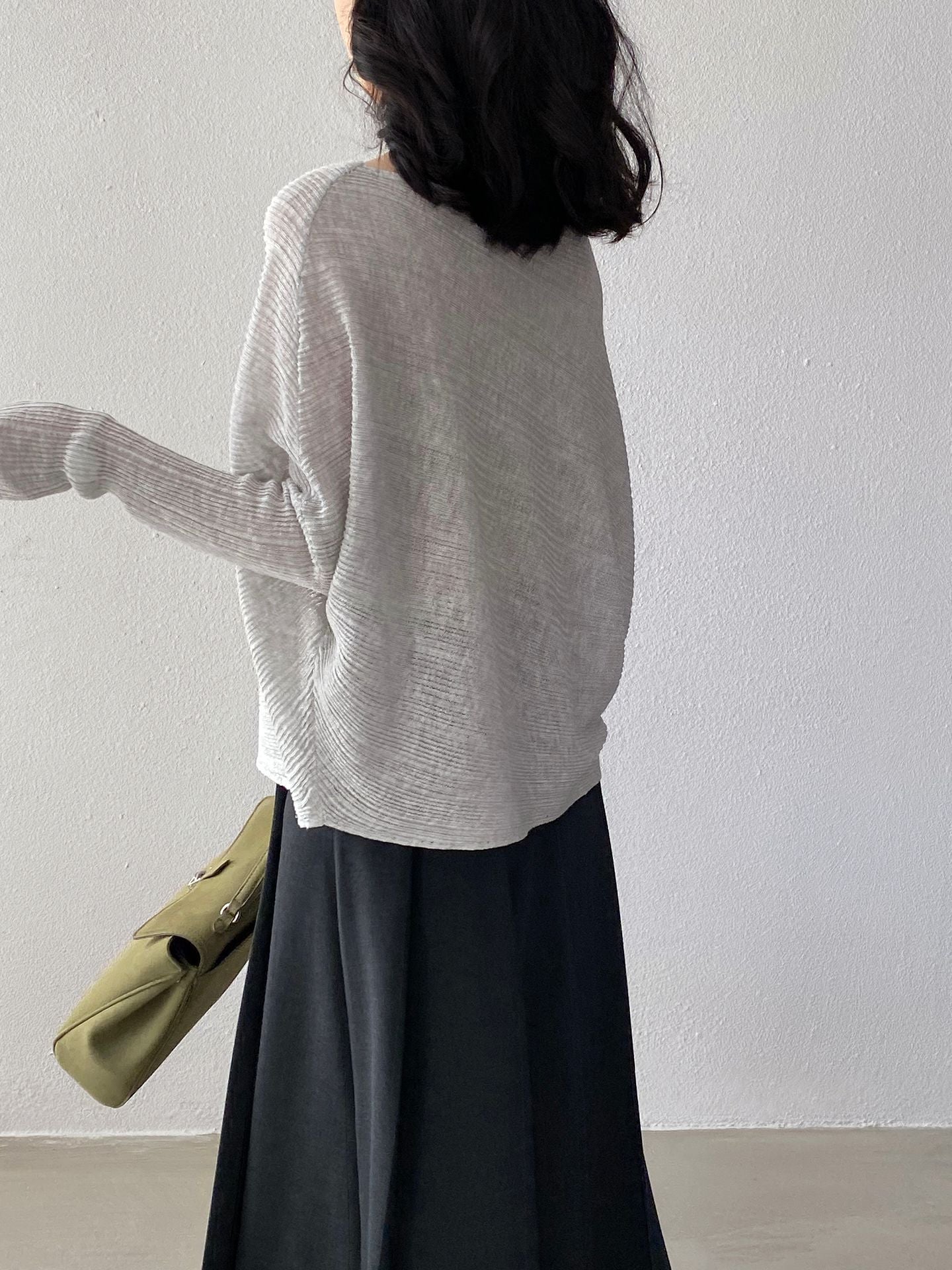 韓系氛圍感慵懶不規則蝙蝠袖針織衫-7色