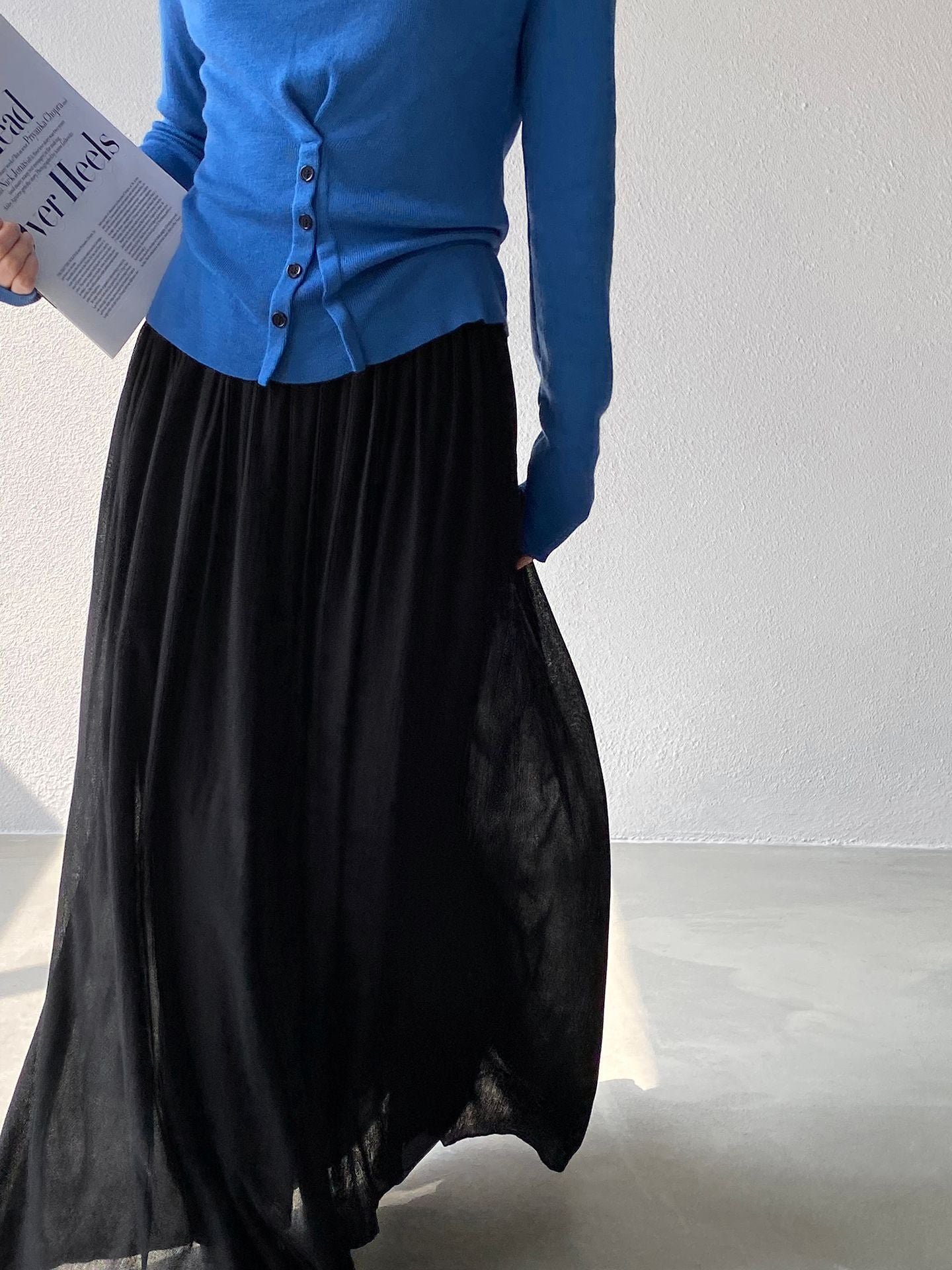 天絲垂墜感氣質優雅百褶半身裙-4色