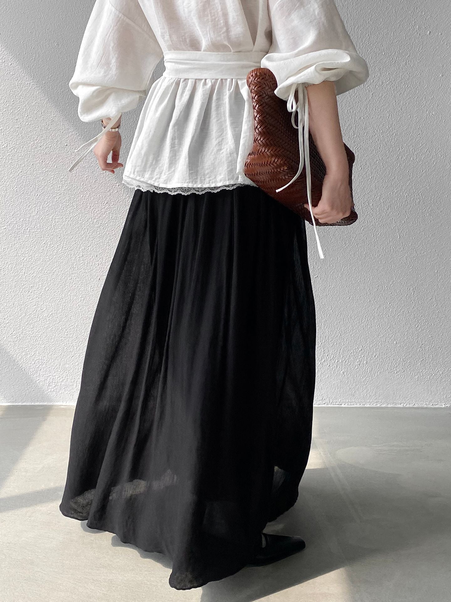 天絲垂墜感氣質優雅百褶半身裙-4色