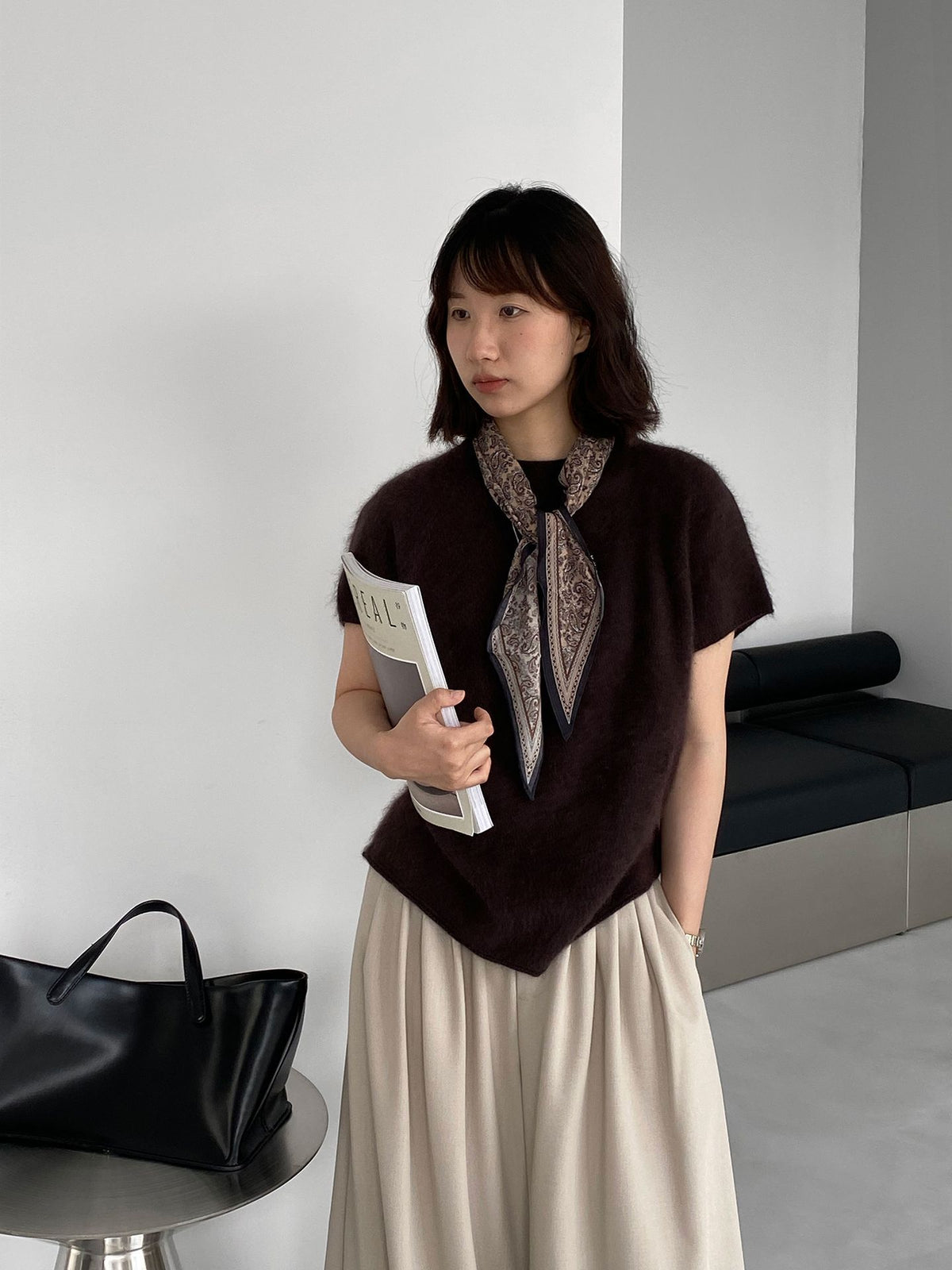 羊絨軟糯寬鬆圓領短袖針織上衣-6色