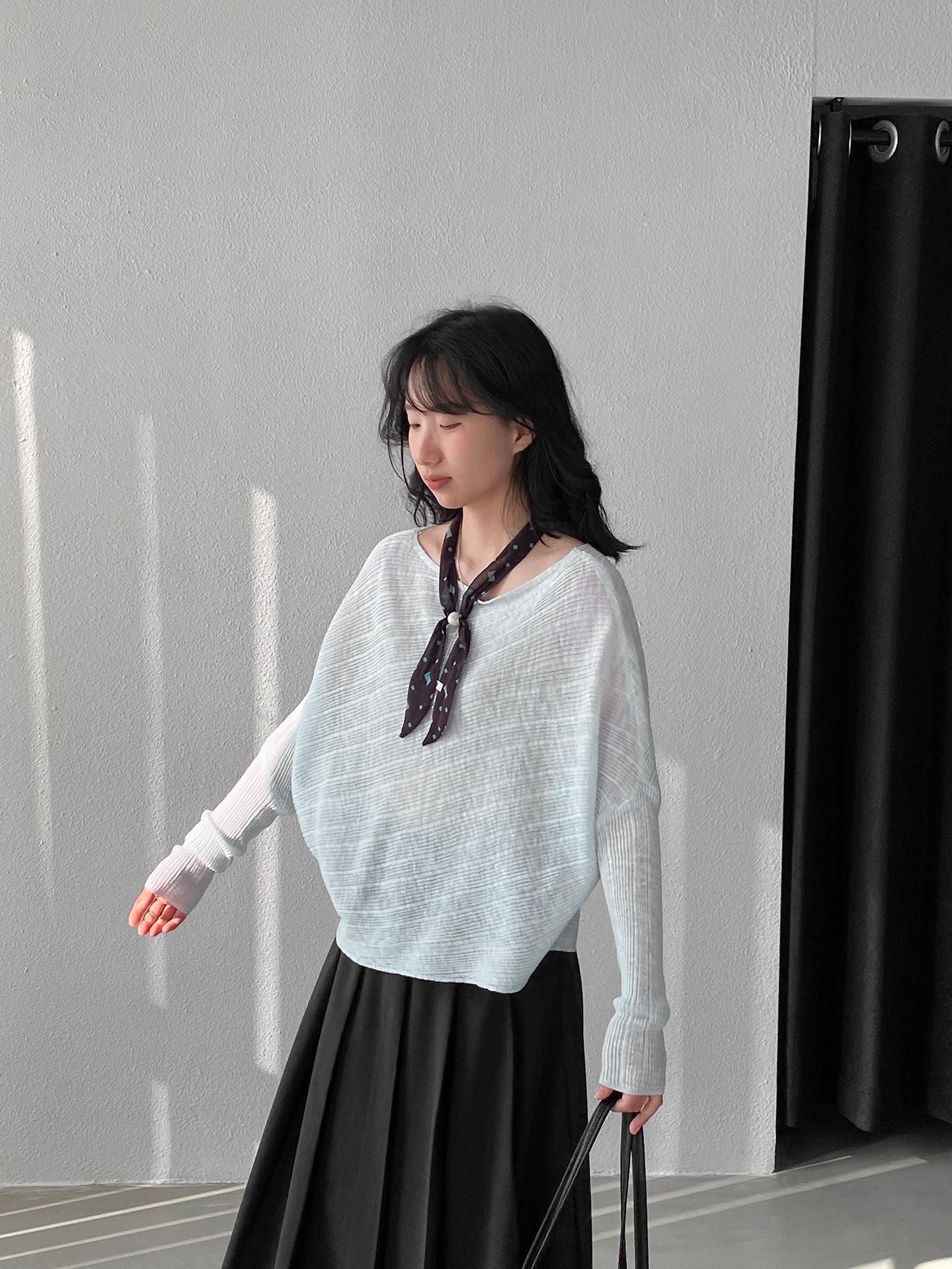 韓系氛圍感慵懶不規則蝙蝠袖針織衫-7色