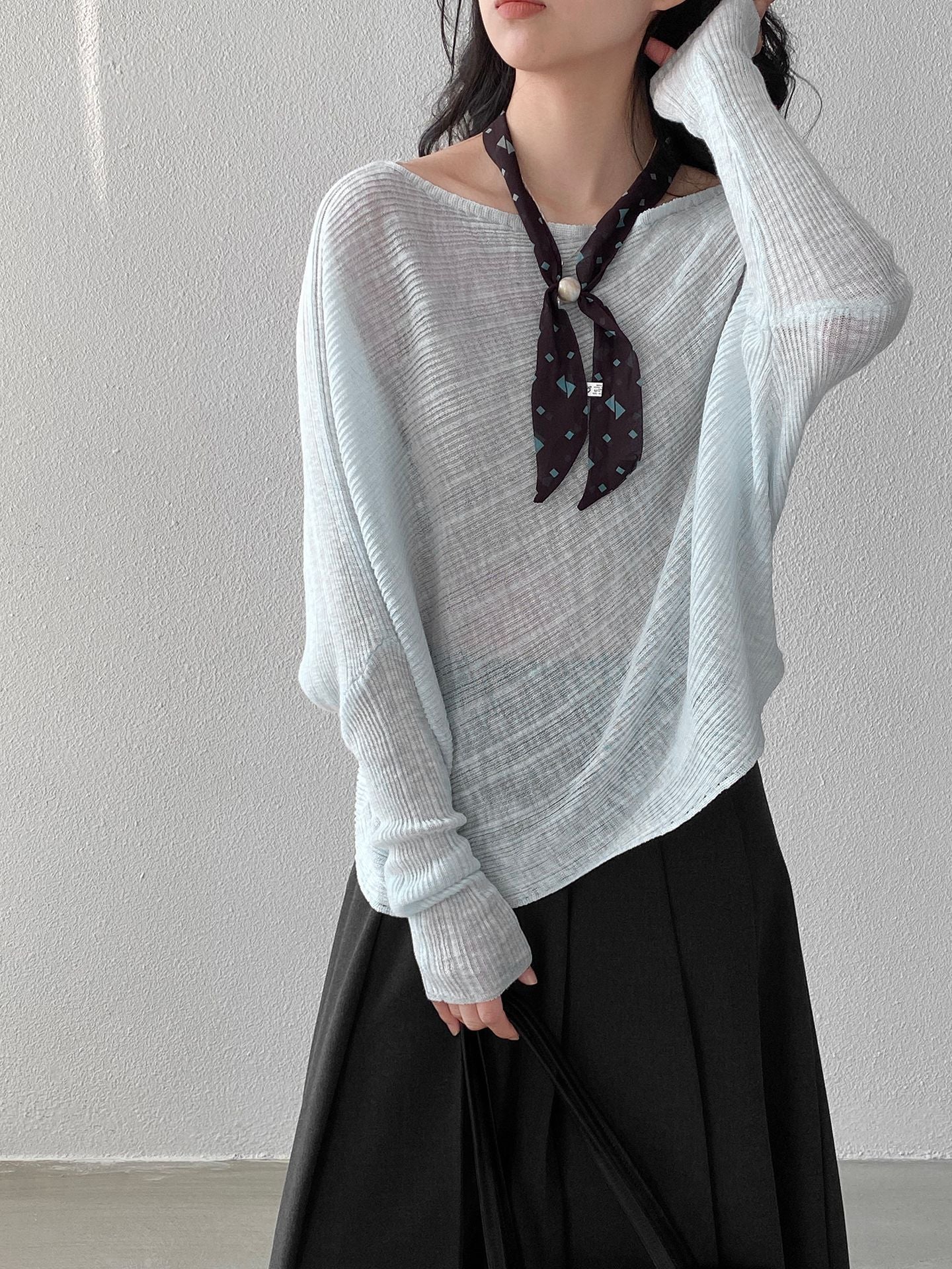 韓系氛圍感慵懶不規則蝙蝠袖針織衫-7色