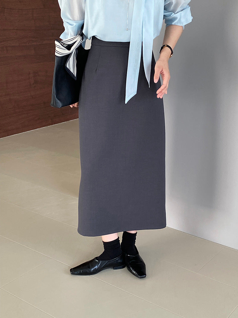 韓版高品質顯瘦西裝無袖馬甲+半身裙+配腰帶-三件式套裝