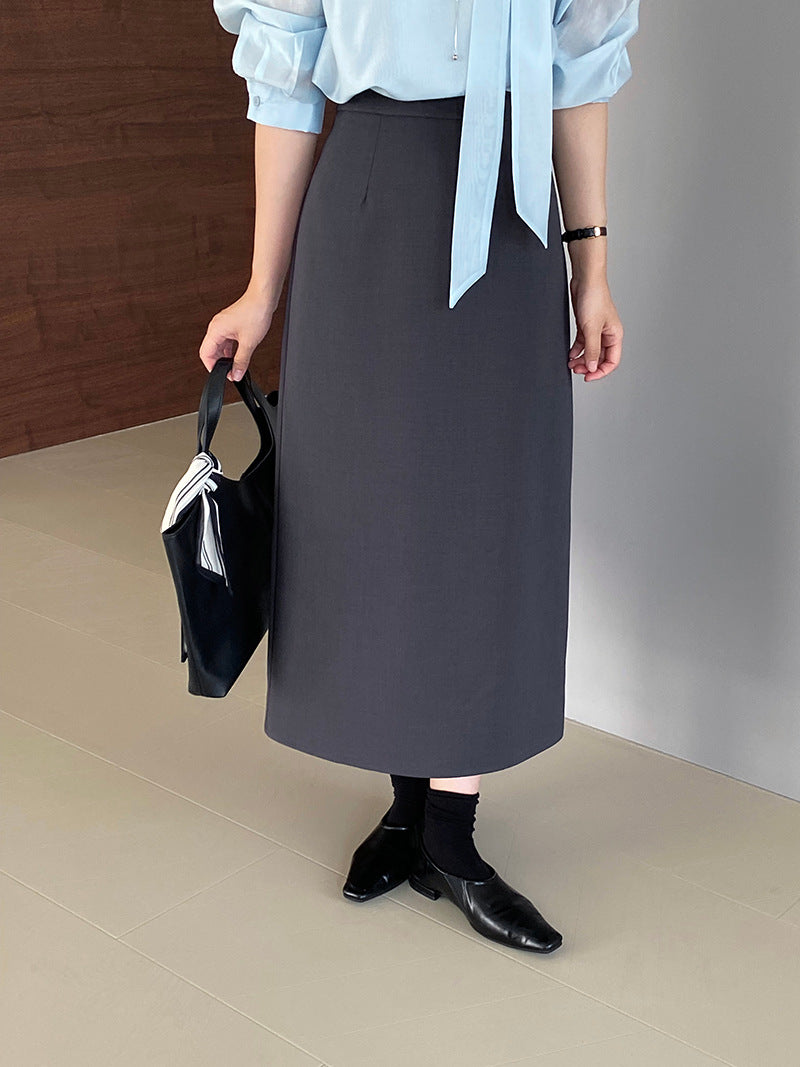 韓版高品質顯瘦西裝無袖馬甲+半身裙+配腰帶-三件式套裝