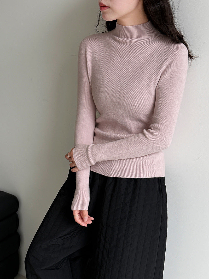 羊毛半高領無縫修身顯瘦內搭打底衫-8色