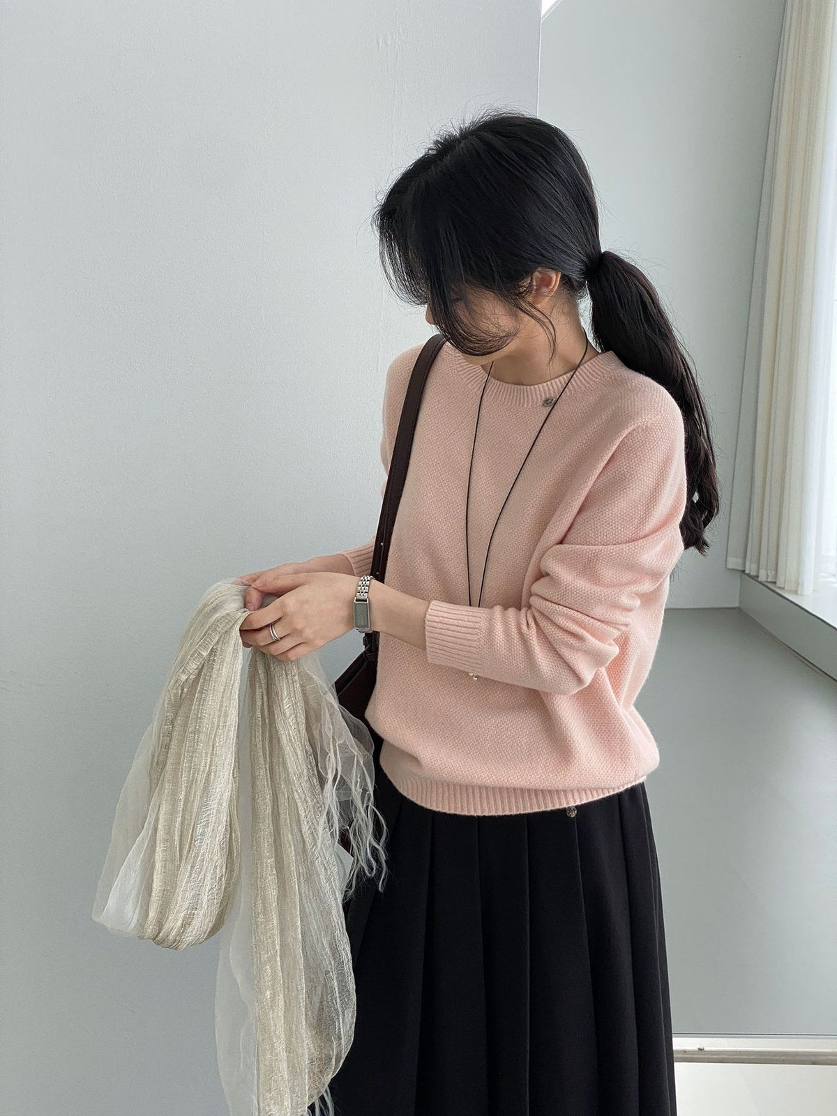 韓系慵懶風圓領羊毛針織毛衣-9色