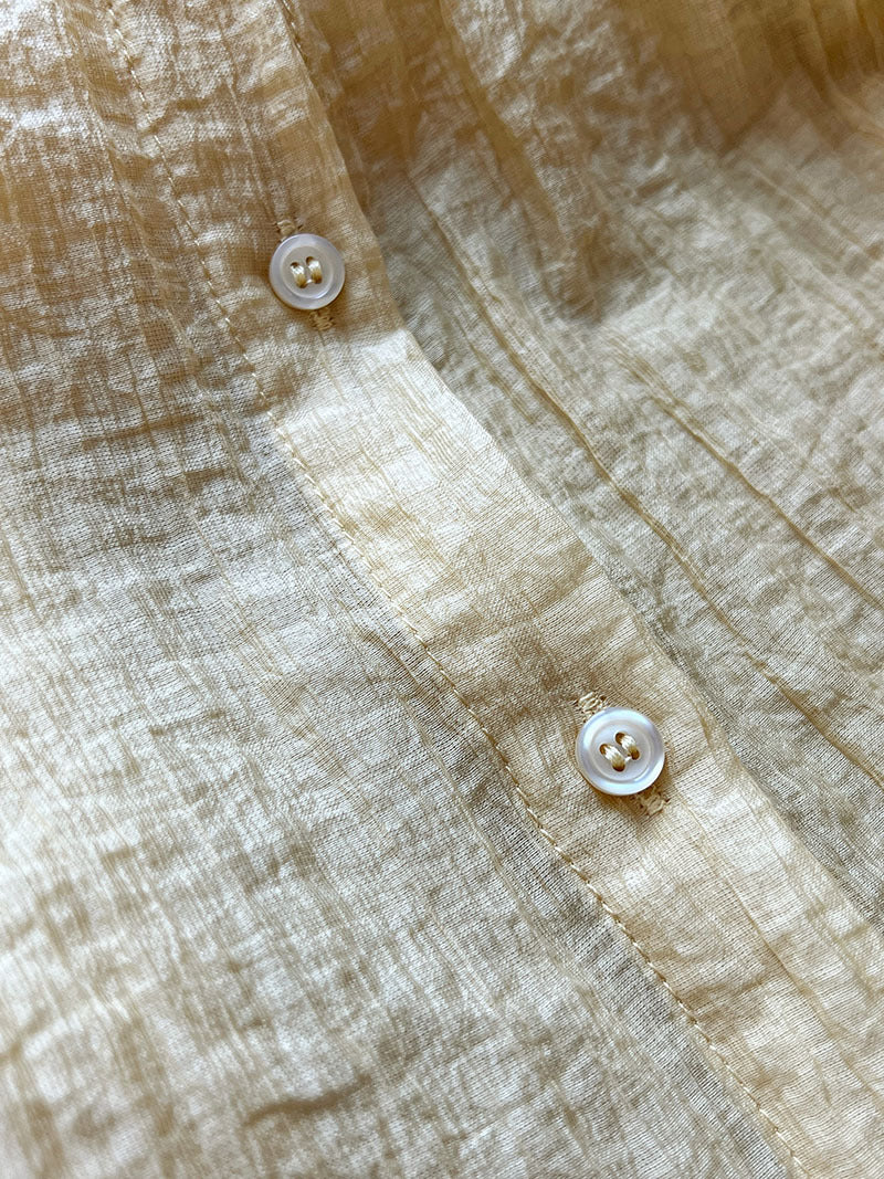 (48H出貨)溫柔度假風氣質抽繩褶皺防曬襯衫+半身裙兩件式套裝套-2色
