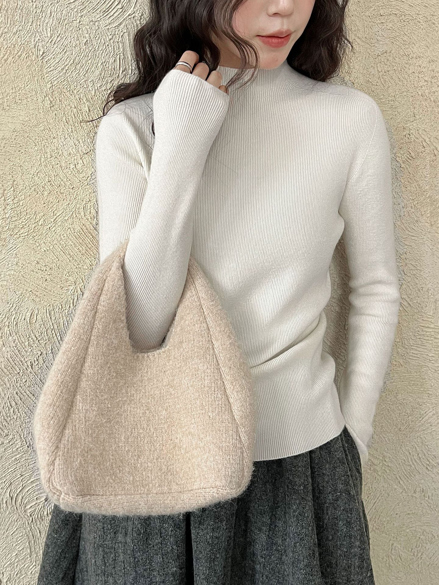 羊毛半高領無縫修身顯瘦內搭打底衫-8色