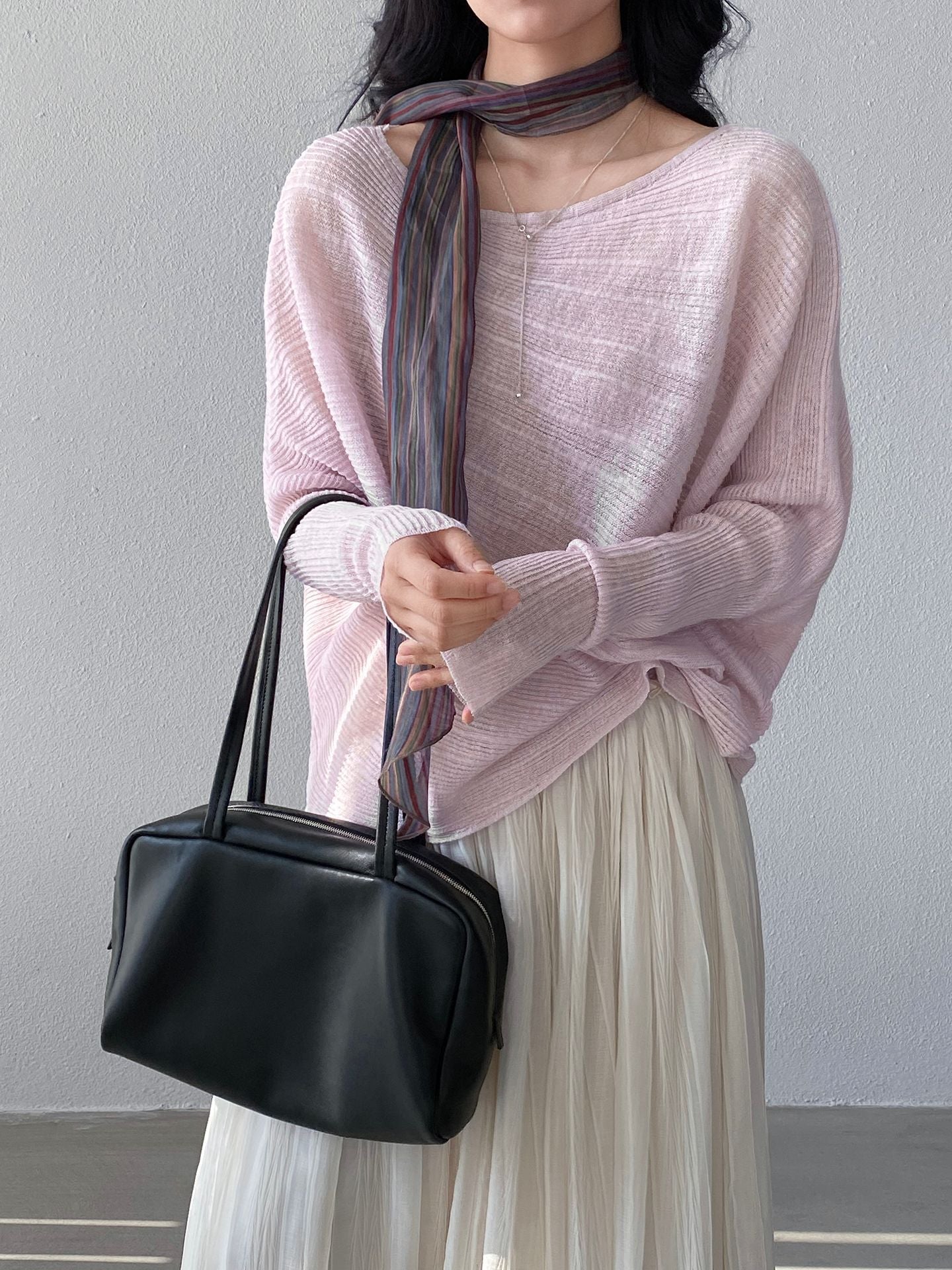 韓系氛圍感慵懶不規則蝙蝠袖針織衫-7色