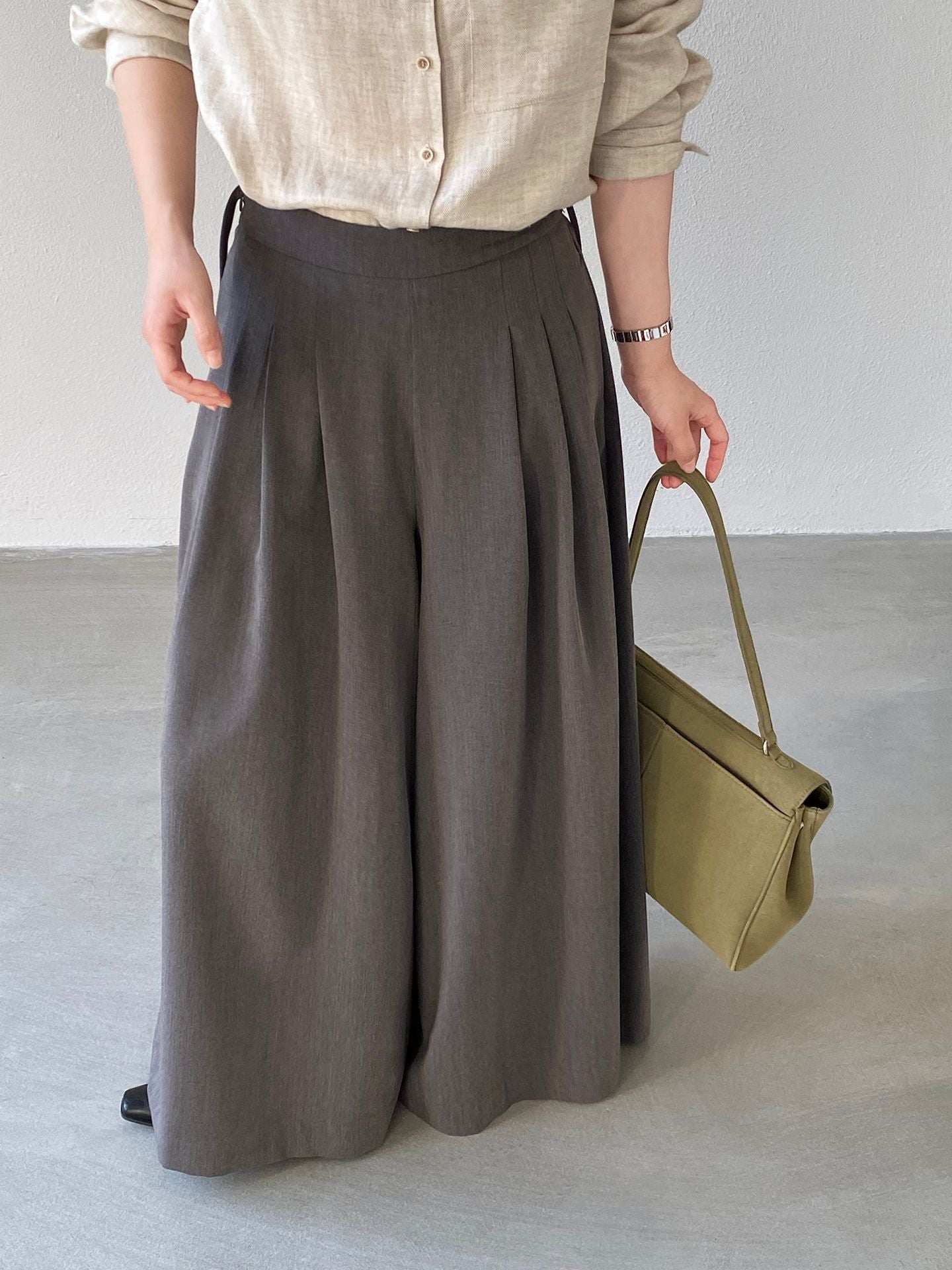 韓系氣質垂感顯瘦高腰西裝闊腿褲-2色