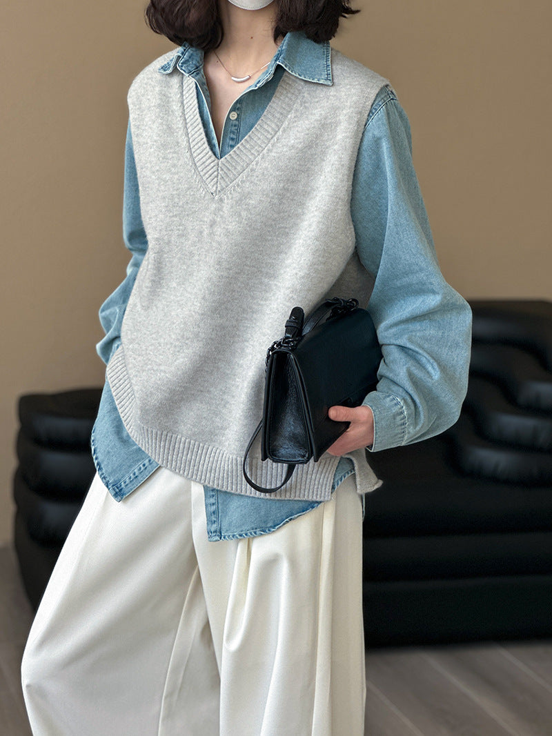 刺繡重工長袖純色牛仔外套
