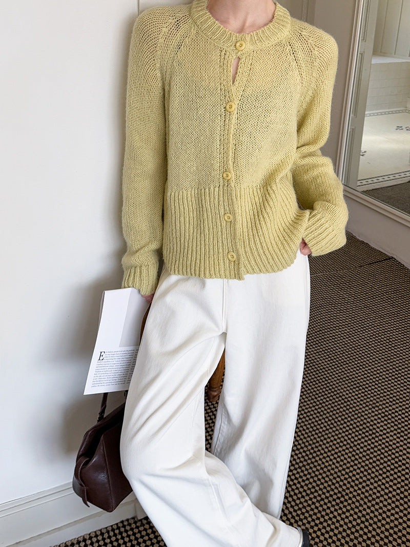 韓系設計感小衆氣質針織圓領套頭毛衣開衫-3色