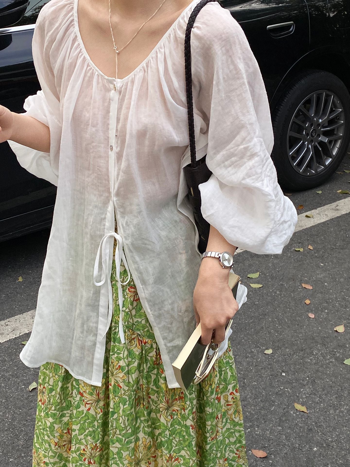 韓系夏田園浪漫小清新碎花半身裙