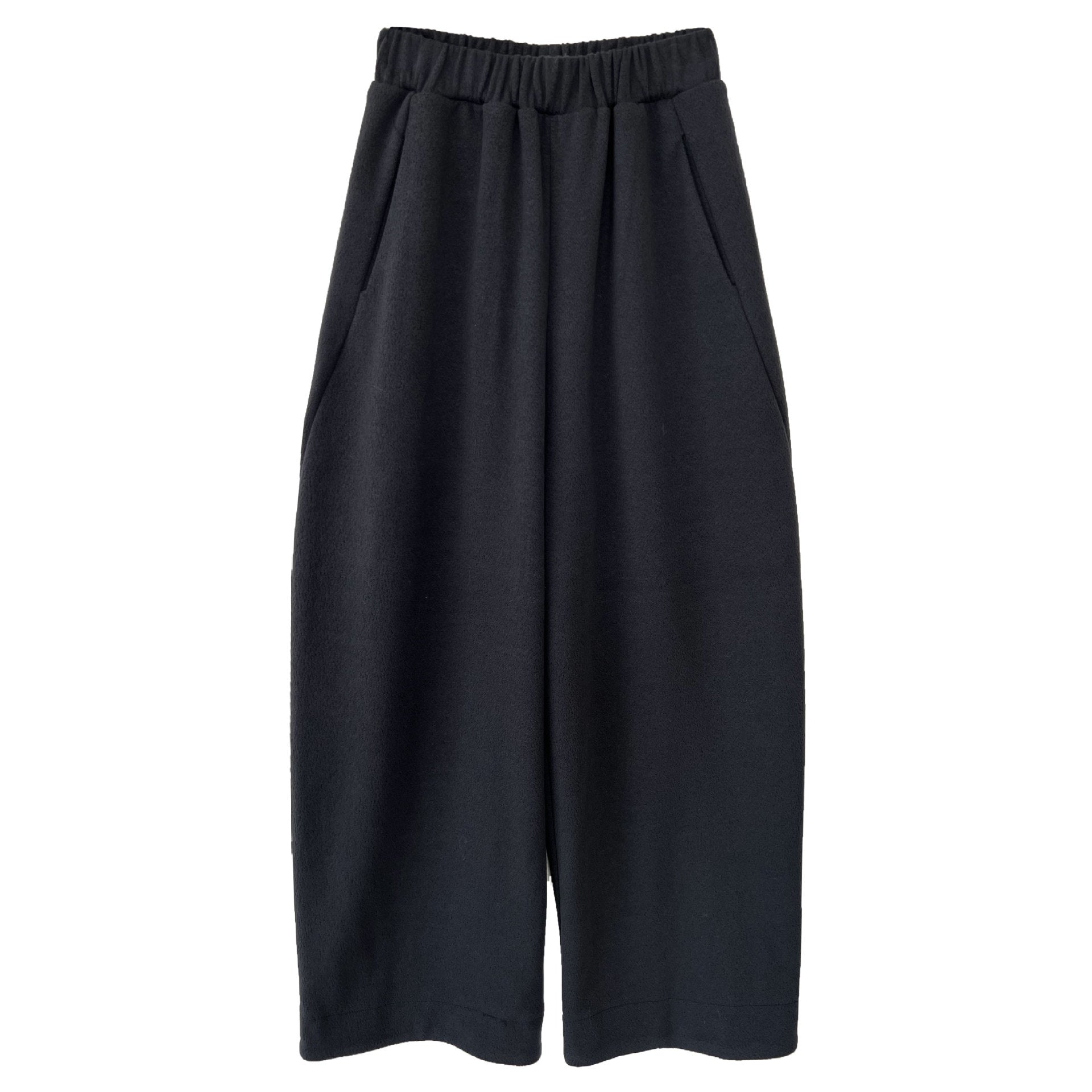 韓系隨性肌理感高腰鬆緊休閒長褲-4色