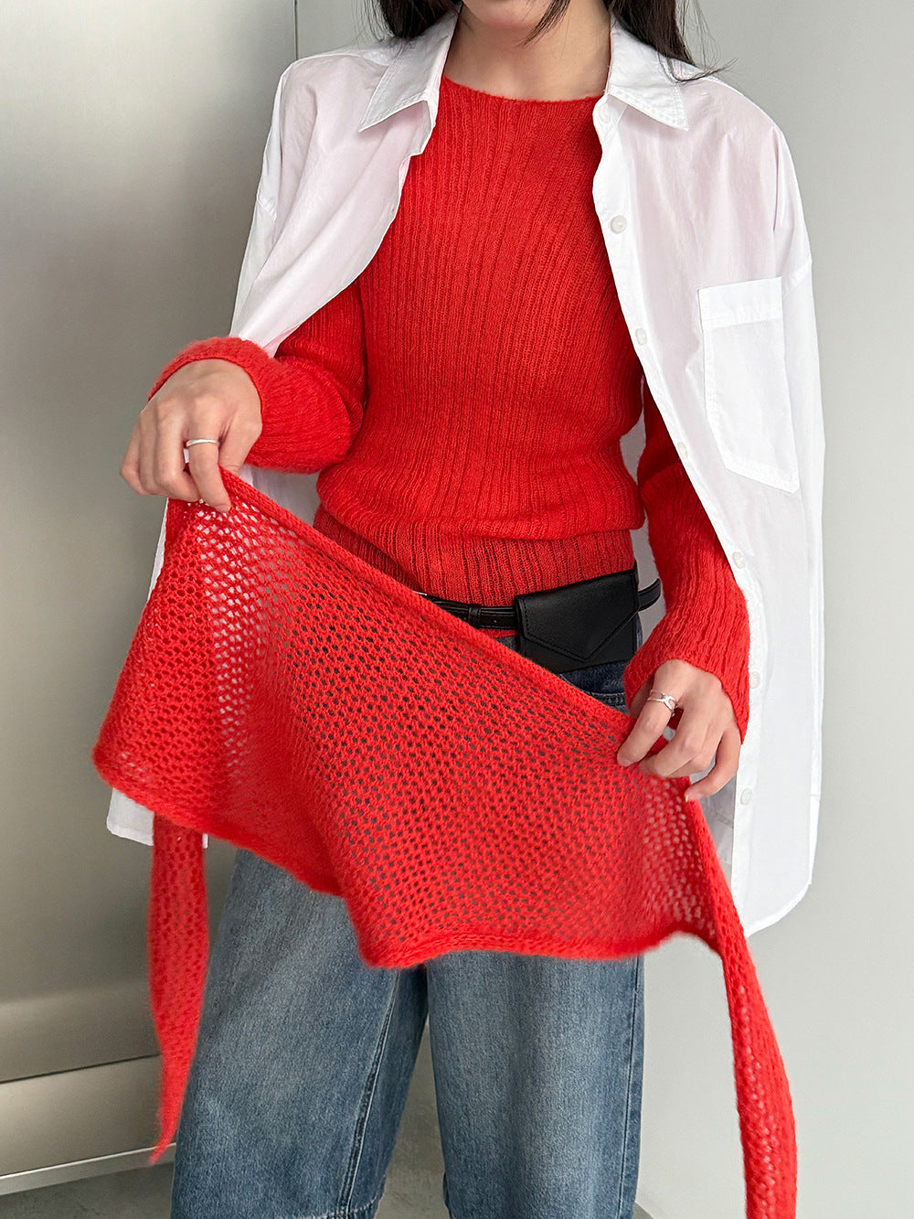 輕奢慵懶軟糯羊毛針織衫+披肩-兩件式套裝-5色