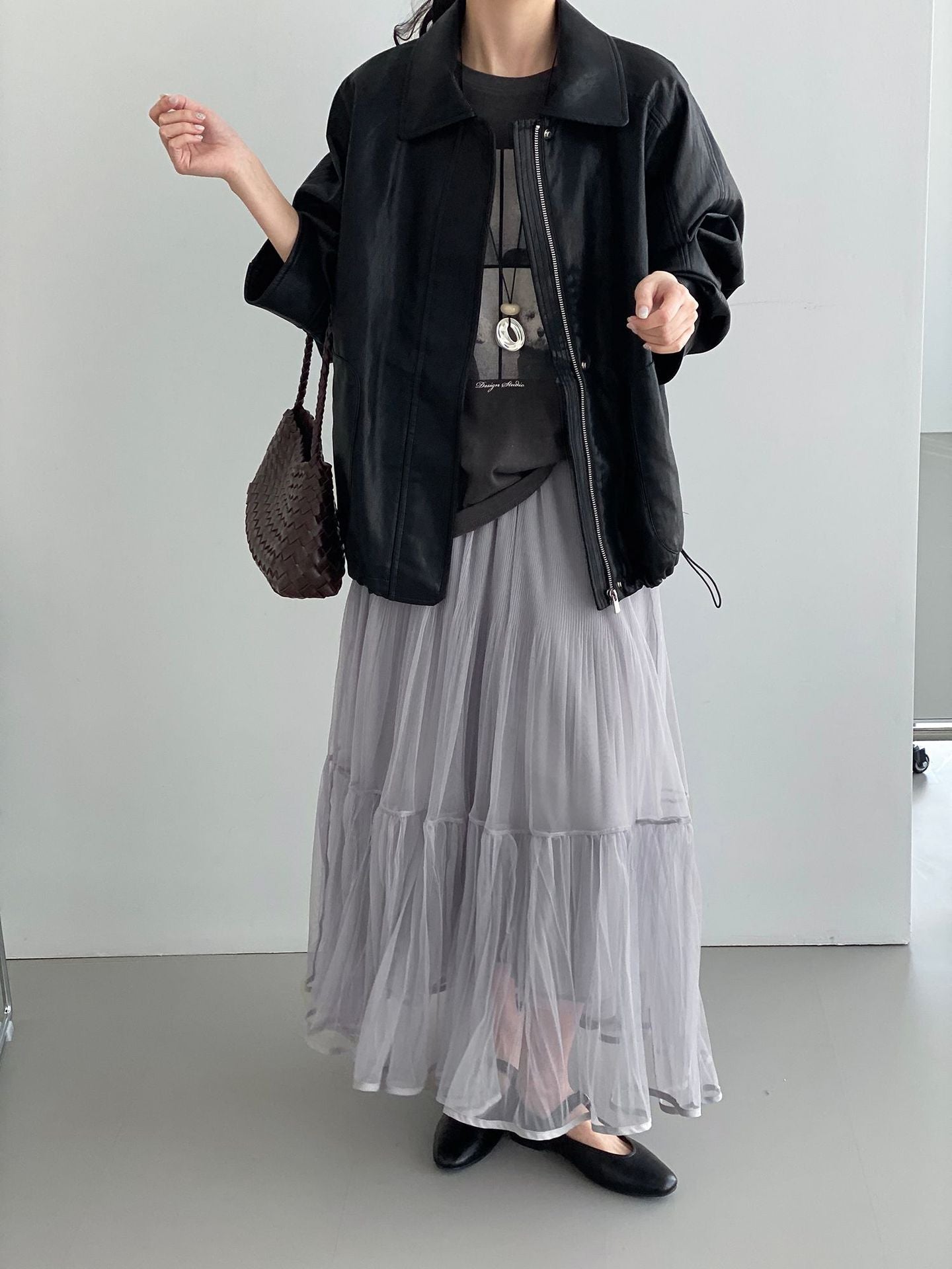 韓系溫柔飄逸網紗拼接百搭浪漫半身裙-3色