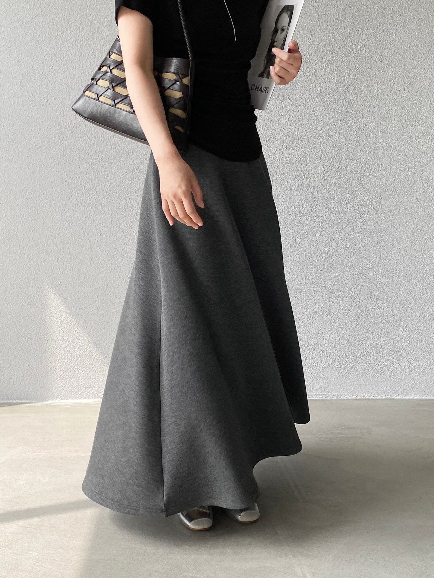 韓系紙片高腰顯瘦遮胯半身裙-2色