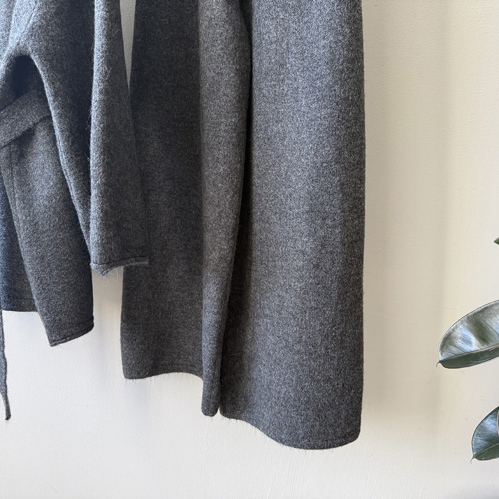 (48H出貨)高級慵懶風繫帶針織開衫+高腰闊腿褲-兩件式套裝-3色