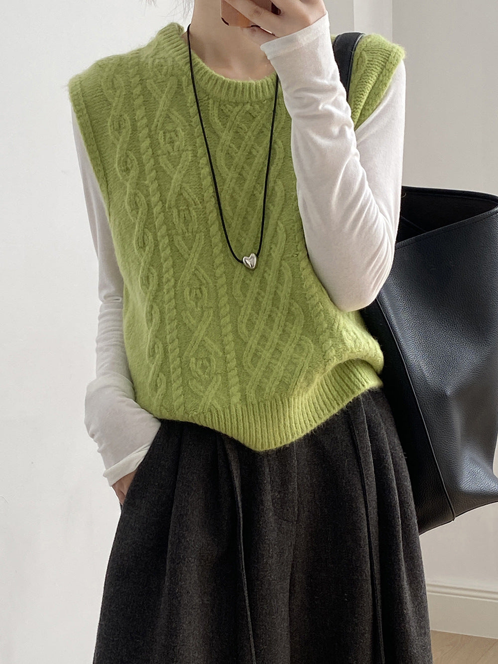 (48H出貨)糖果色圓領麻花軟糯針織背心馬甲-6色