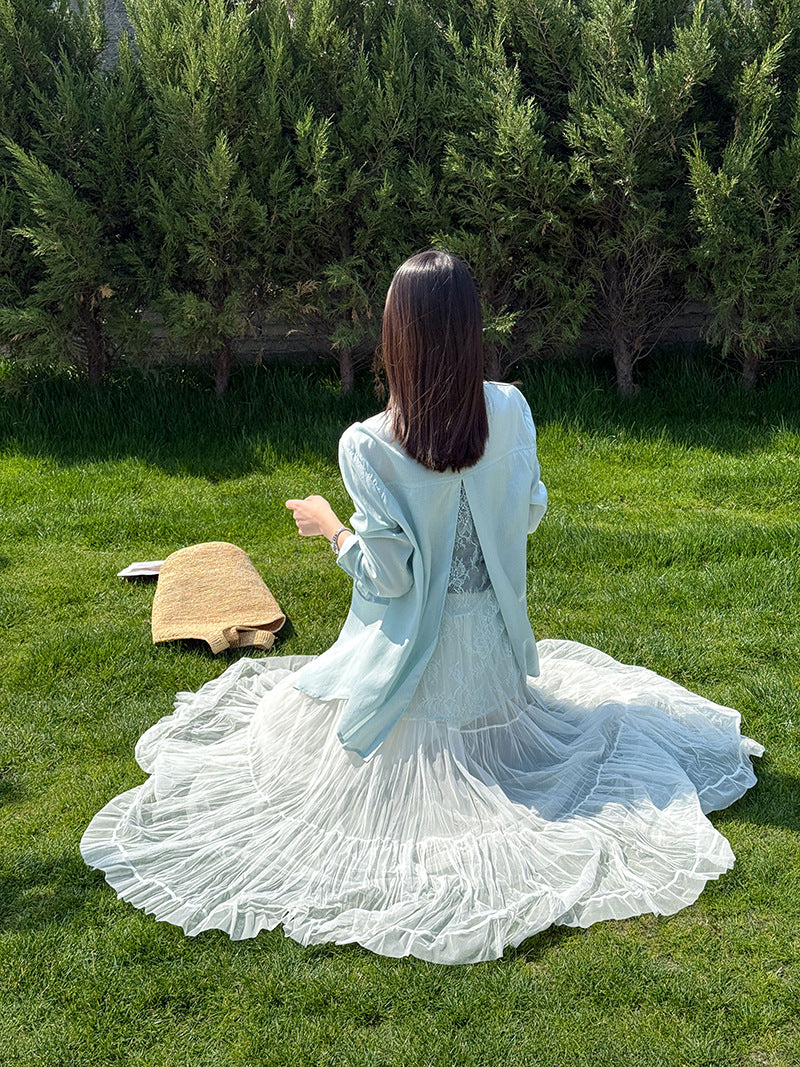 韓版氛圍感大裙襬純色寬鬆半身裙-2色