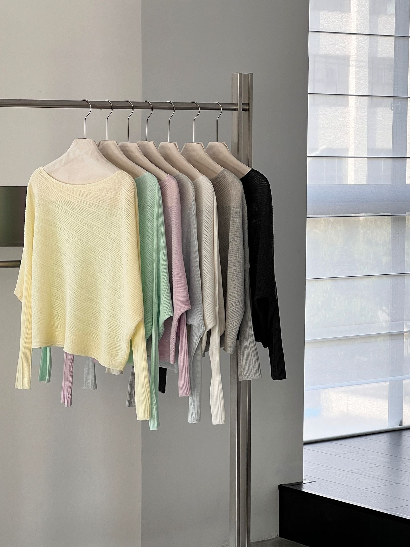 韓系氛圍感慵懶不規則蝙蝠袖針織衫-7色