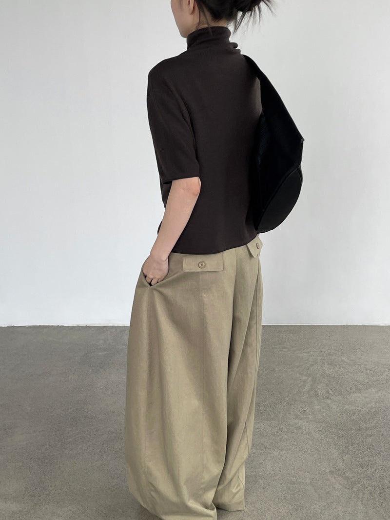 韓版中領堆堆領修身針織打底衫-8色