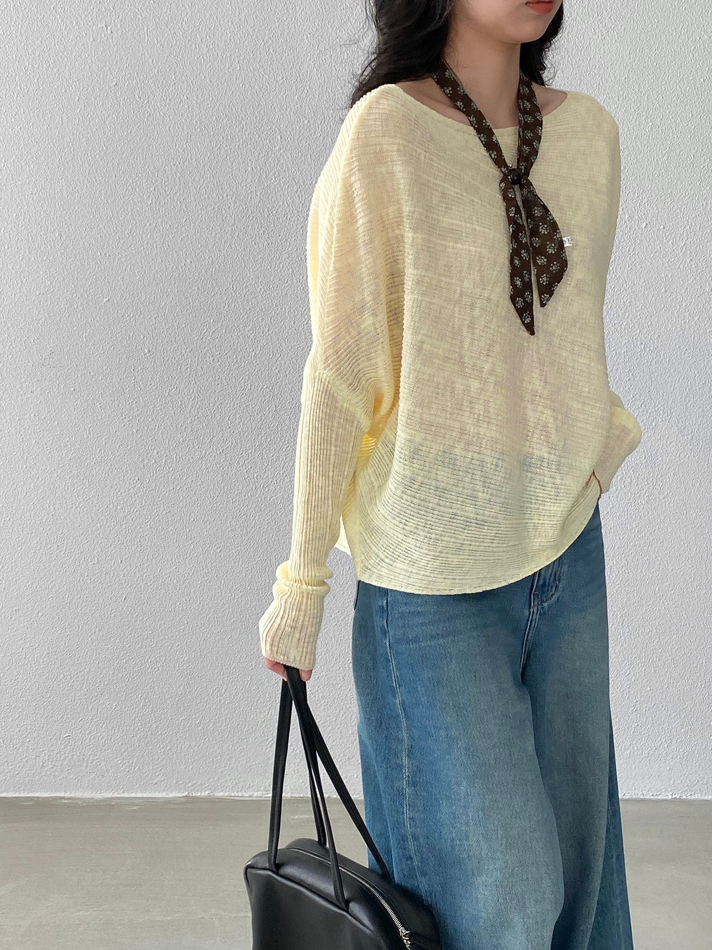 韓系氛圍感慵懶不規則蝙蝠袖針織衫-7色