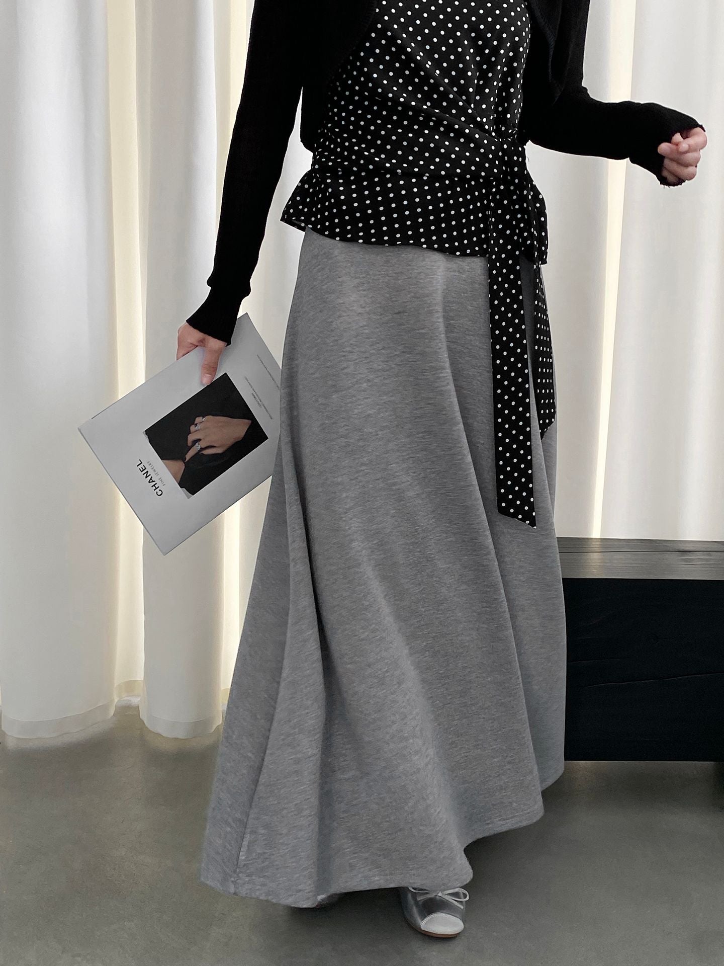 韓系紙片高腰顯瘦遮胯半身裙-2色