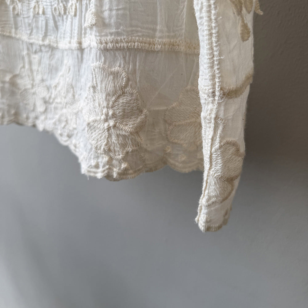 法式鏤空重工刺繡緹花蕾絲吊帶無袖背心-2色