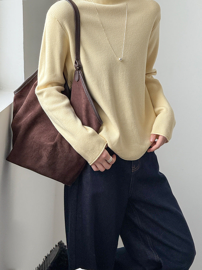 (48H出貨)軟糯套頭半高領長袖打底衫-6色