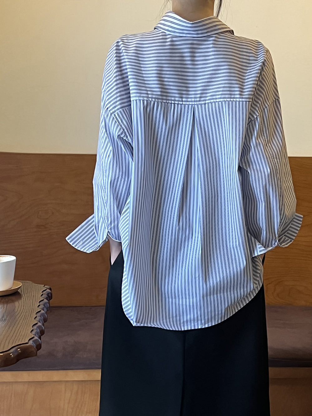 法式復古條紋長袖小衆襯衫-3色