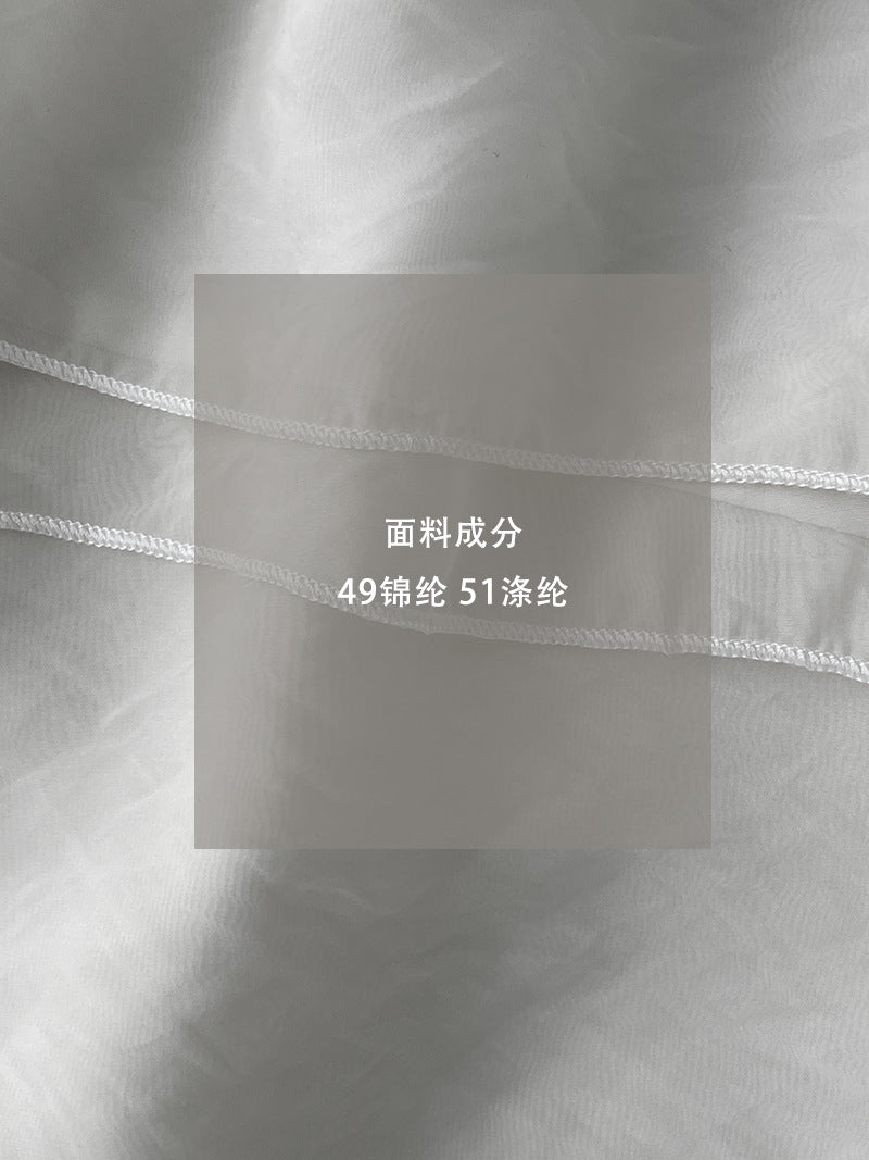 韓系木耳邊溫柔下襬蕾絲花邊壓褶短款半身裙Y752