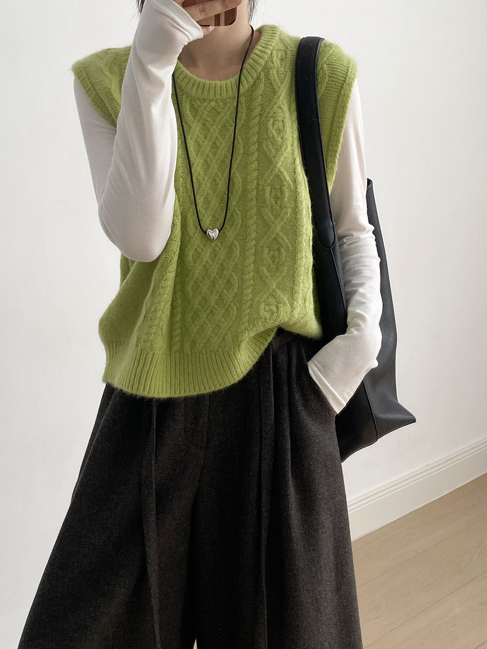 (48H出貨)糖果色圓領麻花軟糯針織背心馬甲-6色