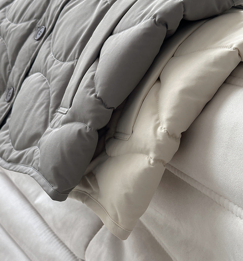 韓系90%白鴨絨菱格馬甲外套-2色