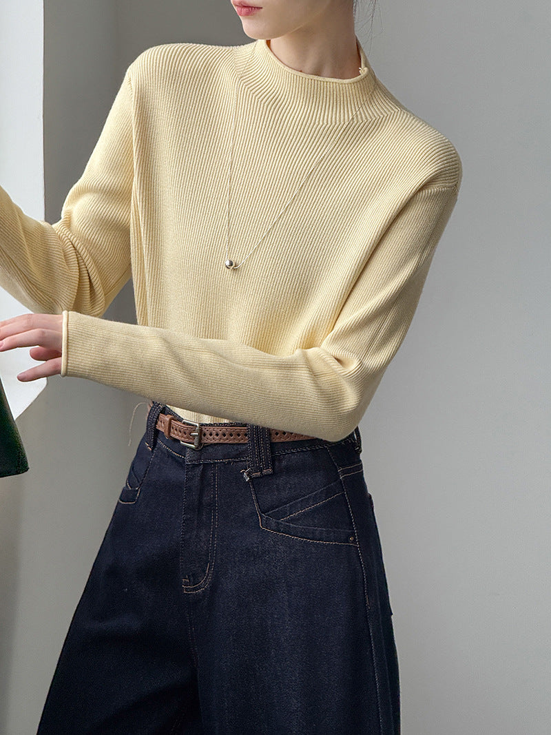 (48H出貨)軟糯套頭半高領長袖打底衫-6色