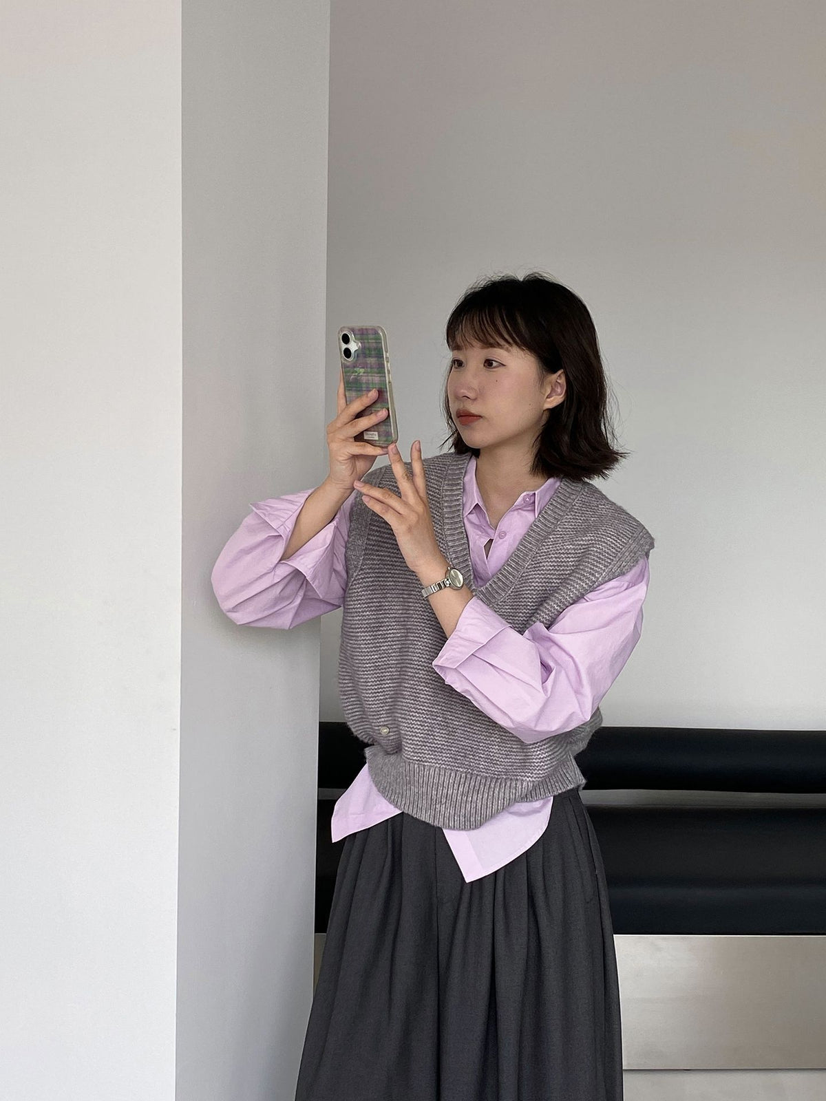 純棉水洗棉純色極簡長袖襯衫-3色