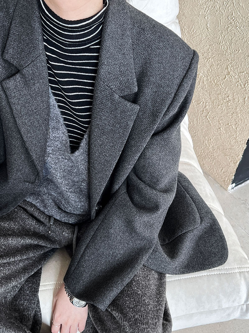 韓版50%羊毛闊氣大版西裝外套-2色