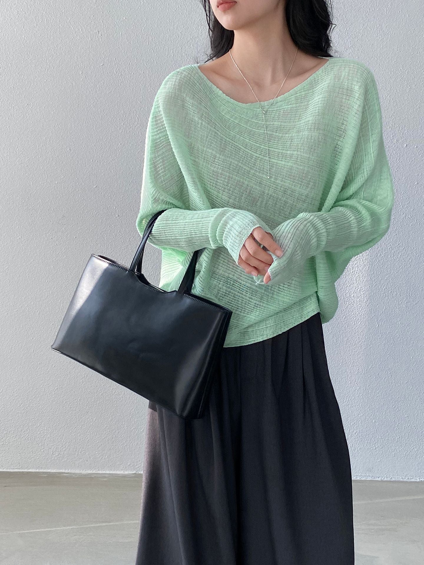 韓系氛圍感慵懶不規則蝙蝠袖針織衫-7色