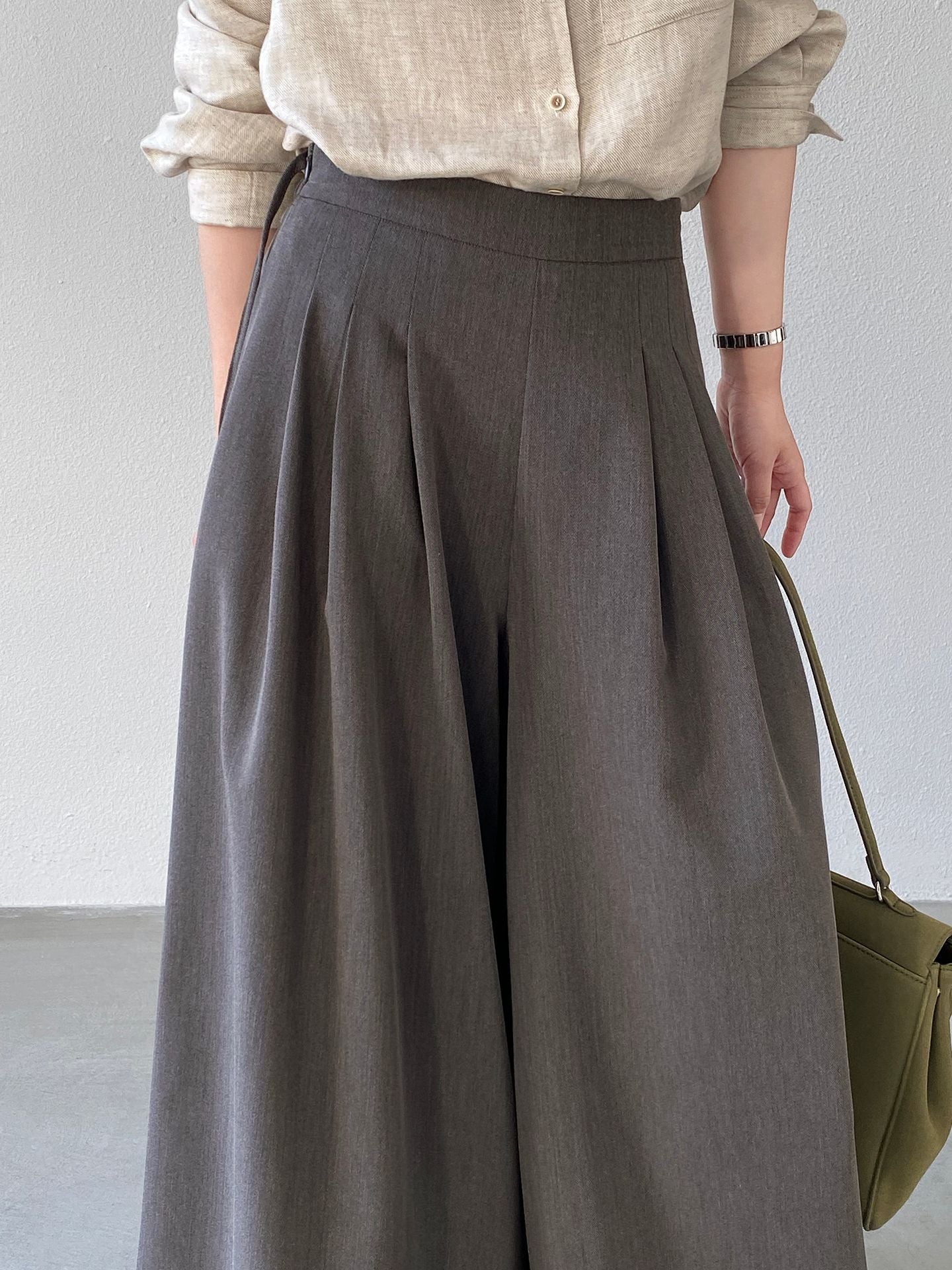 韓系氣質垂感顯瘦高腰西裝闊腿褲-2色