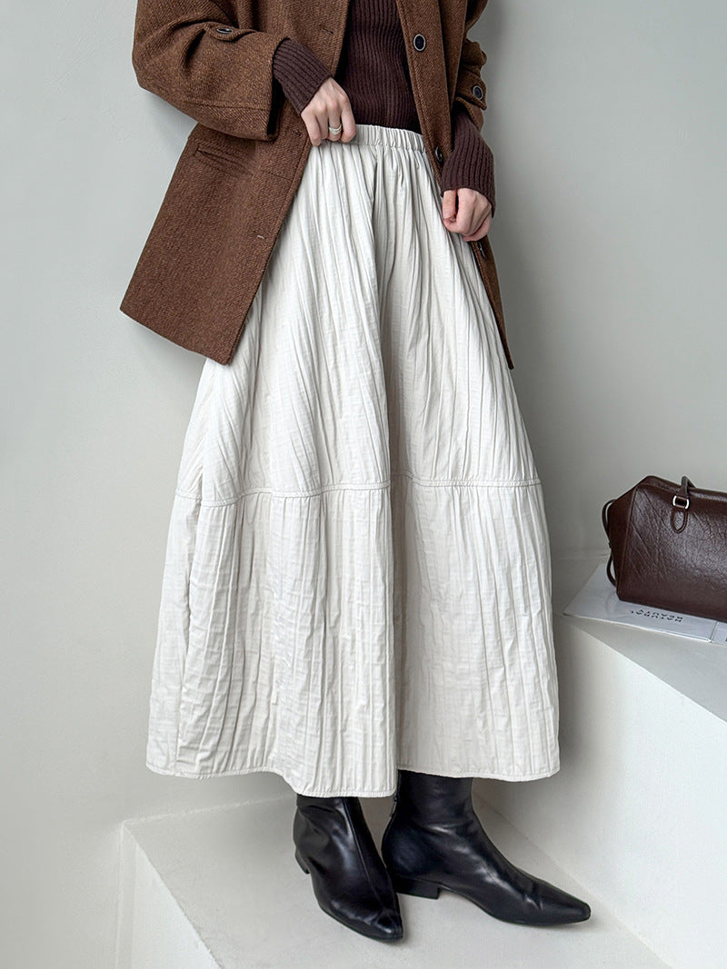 文藝復古高腰顯瘦百搭簡約半身裙-2色