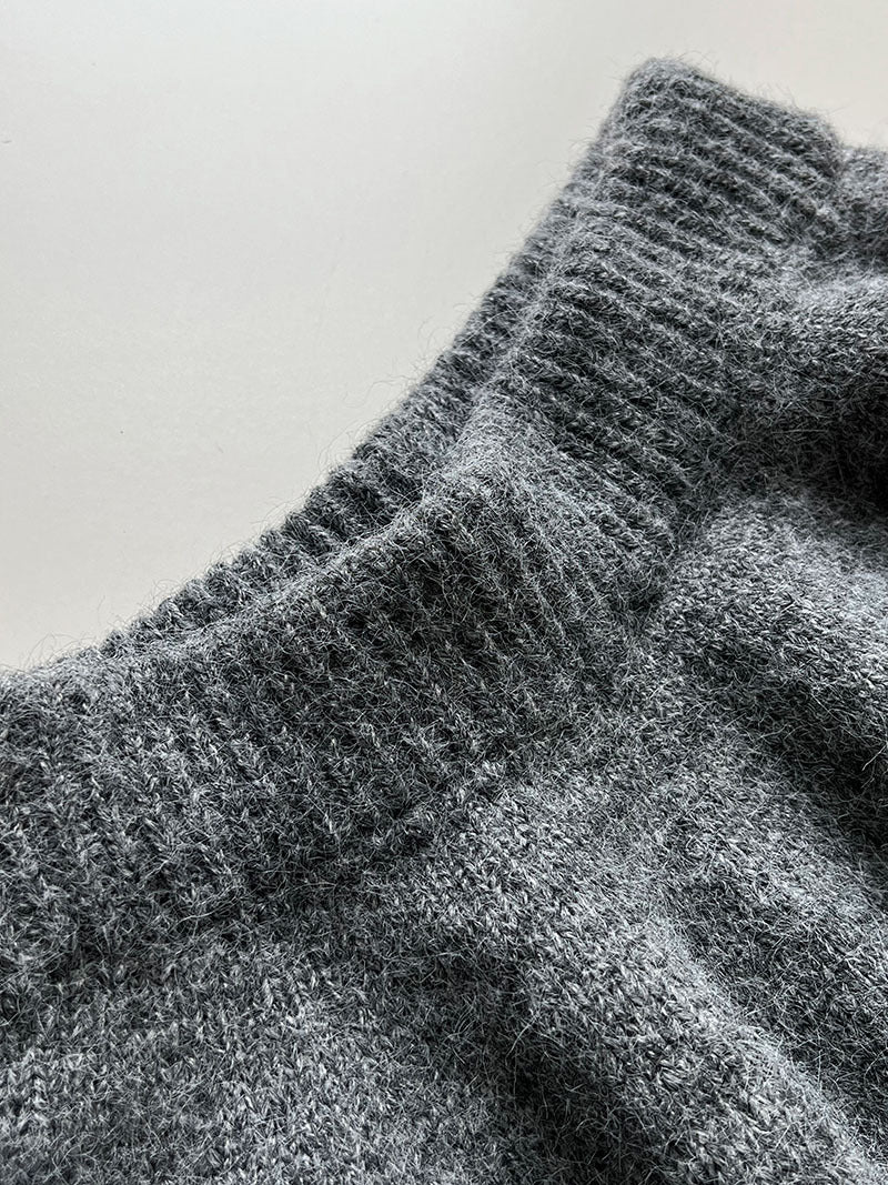 韓系軟糯休閒針織毛衣+卷邊A字短裙-兩件式套裝-3色