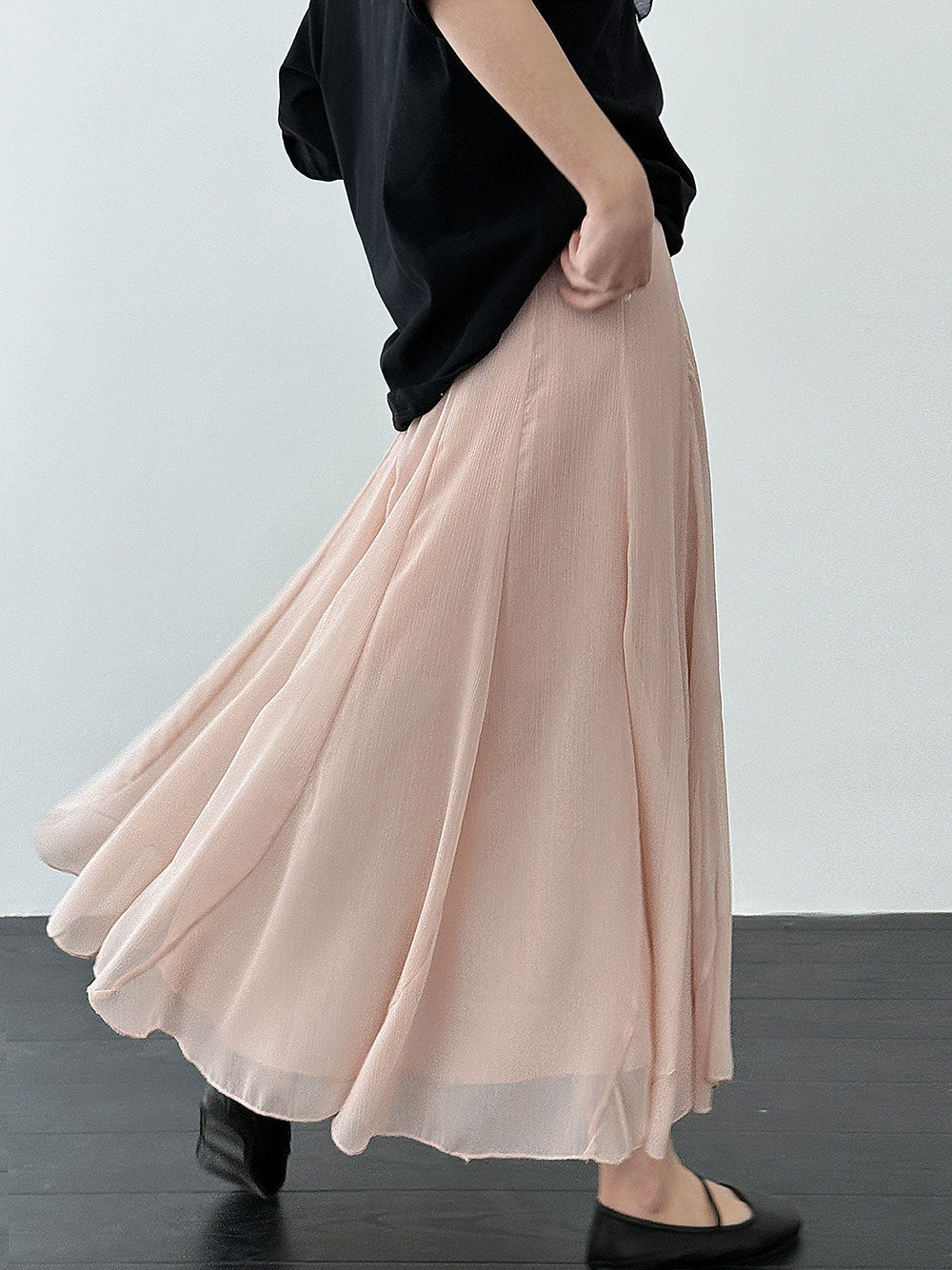 法式垂感溫柔飄逸波浪邊魚尾半身裙-2色