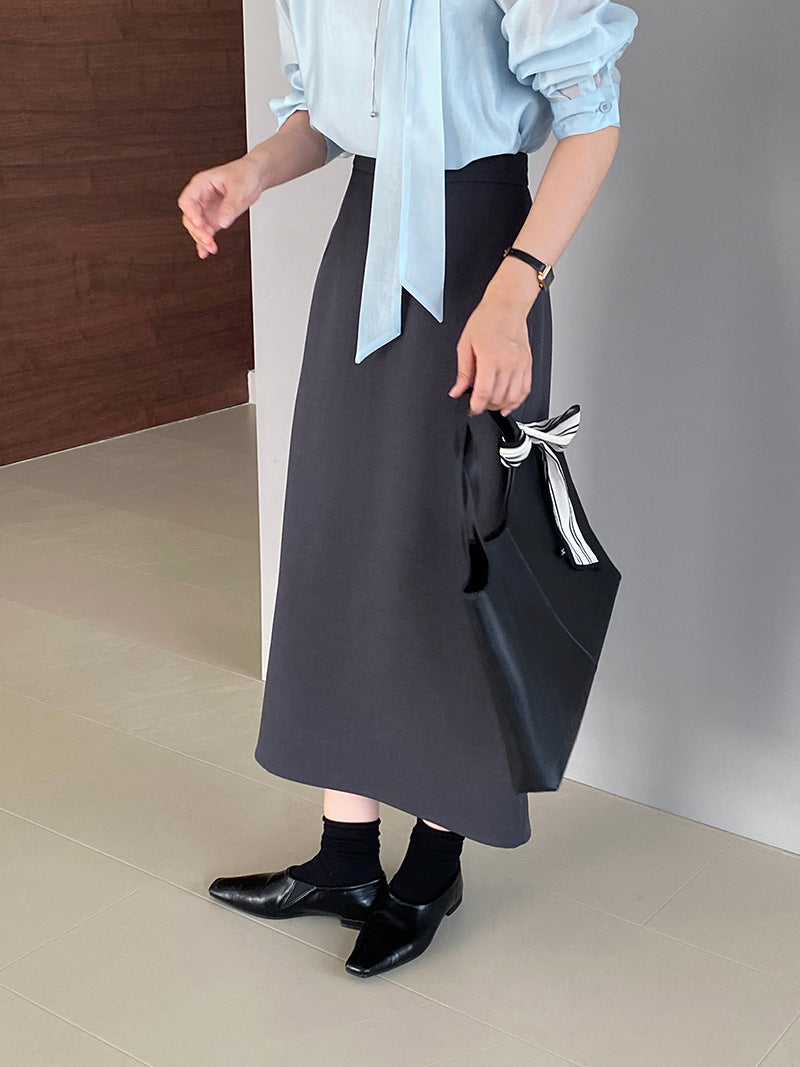 韓版高品質顯瘦西裝無袖馬甲+半身裙+配腰帶-三件式套裝