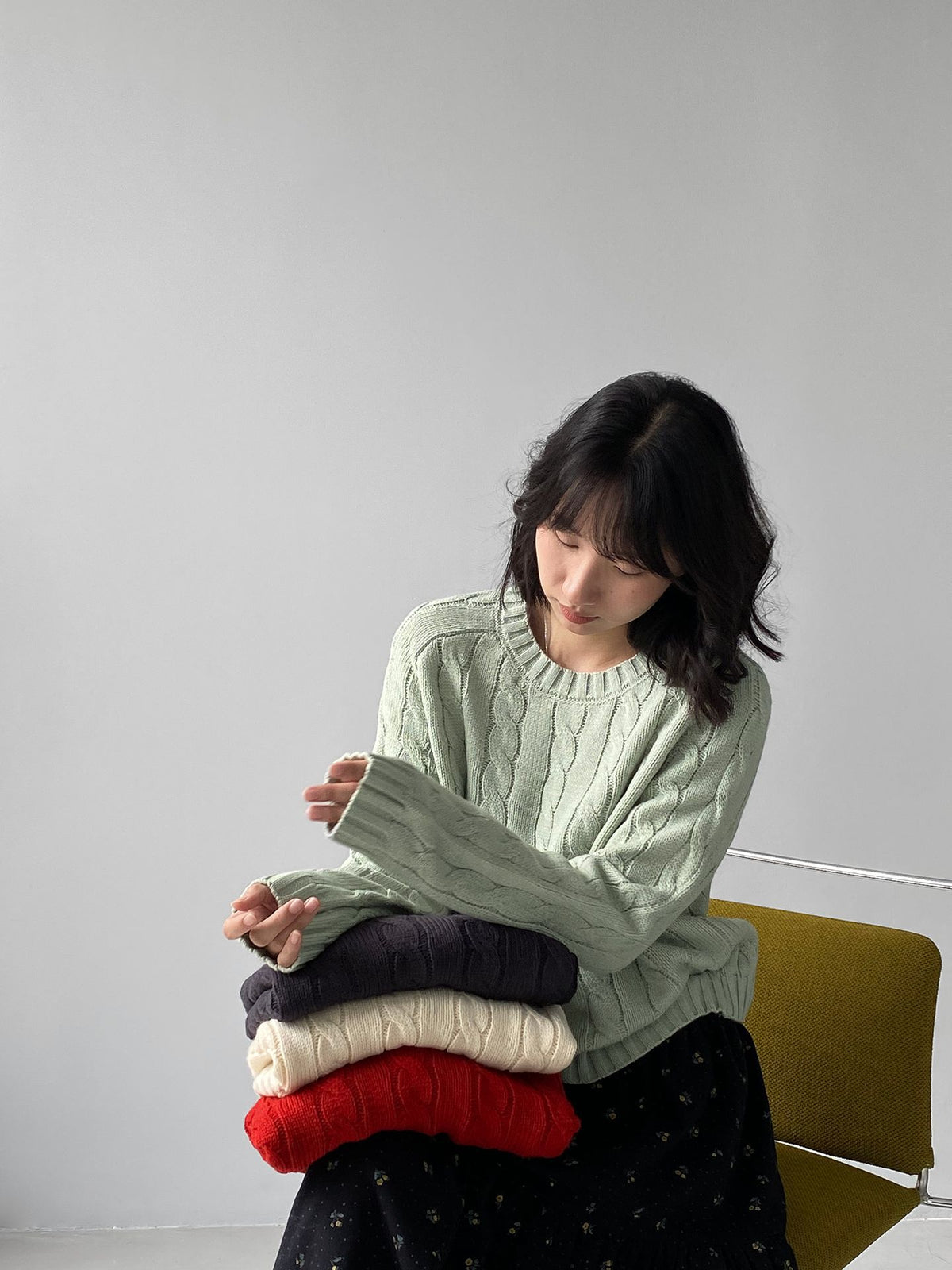 韓系復古文藝風麻花圓領針織毛衣-4色