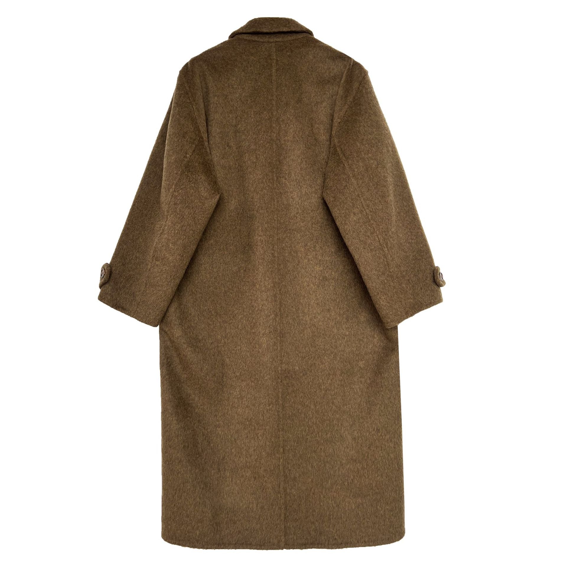 韓系高質感羊毛翻領拉鍊雙面呢大衣外套-2色